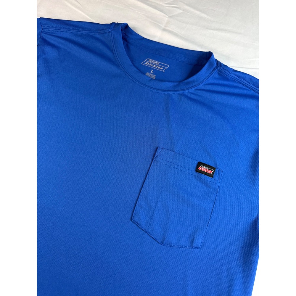 Genuine Dickies Mens Blue Performance Pocket TShirt Large Short Sleeve Polyester